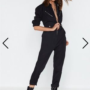 Black Zip-up jump suit - never worn!